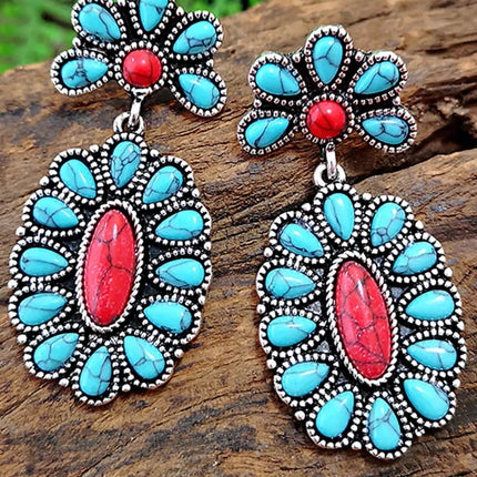 Turquoise Oval Drop Earrings