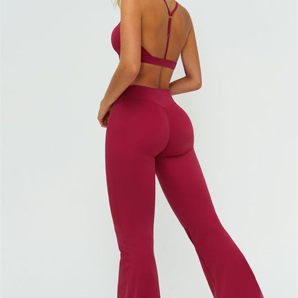 The Lushness Y-Back Sports Bra Flared Leggings 2-Piece Set