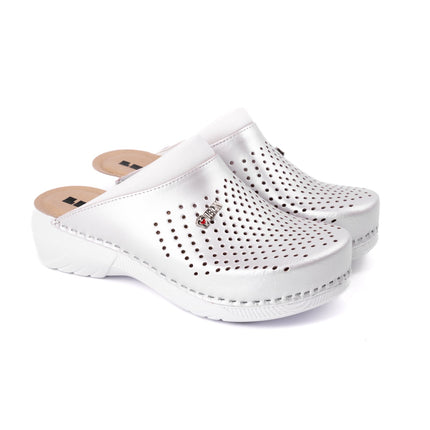 Pandora III by LEON- Women’s Leather Clogs- Gel Insole & Perforated Leather for Breathability