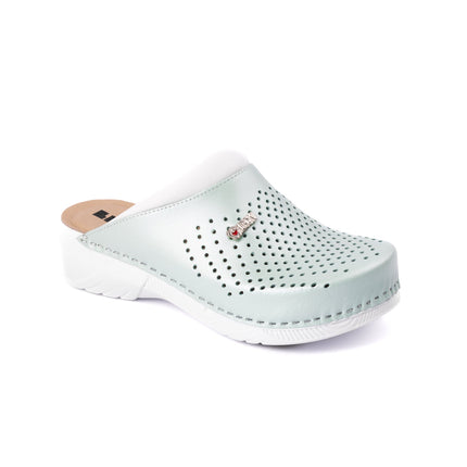 Pandora III by LEON- Women’s Leather Clogs- Gel Insole & Perforated Leather for Breathability