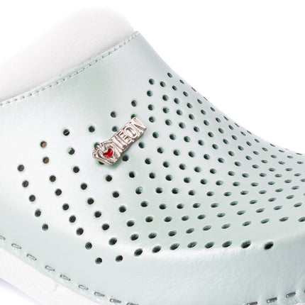 Pandora III by LEON- Women’s Leather Clogs- Gel Insole & Perforated Leather for Breathability
