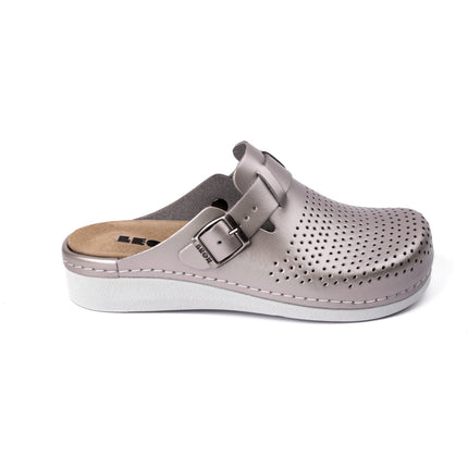 Nora IV by LEON– Women’s Leather Clogs- Adjustable Buckle with Removable Gel-Insole