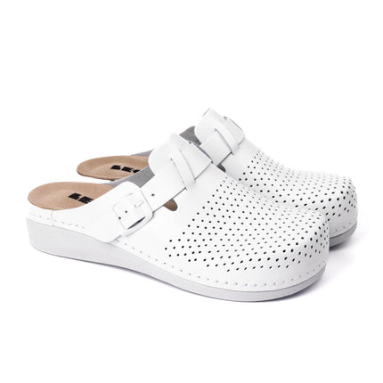 Nora IV by LEON– Women’s Leather Clogs- Adjustable Buckle with Removable Gel-Insole