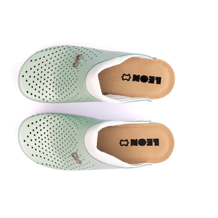 Pandora III by LEON- Women’s Leather Clogs- Gel Insole & Perforated Leather for Breathability