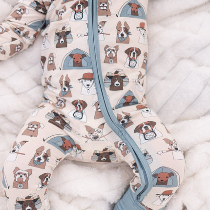 Camp Paws (Convertible Zip Footies) - Blue