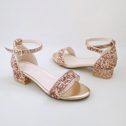 Rock Glitter Low Block Heel Girls Sandals