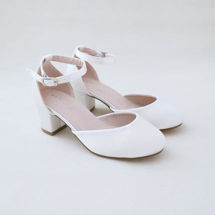 Girls Satin Block Heel