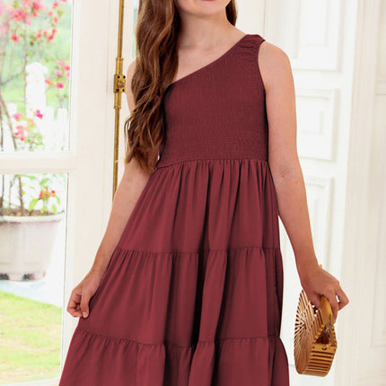 Plus Size One-Shoulder Sleeveless Tiered Dress