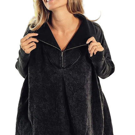 Vintage Washed Quilted Half Zip Top