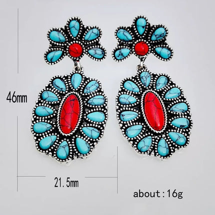Turquoise Oval Drop Earrings