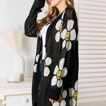 Double Take Floral Button Down Longline Women Cardigan