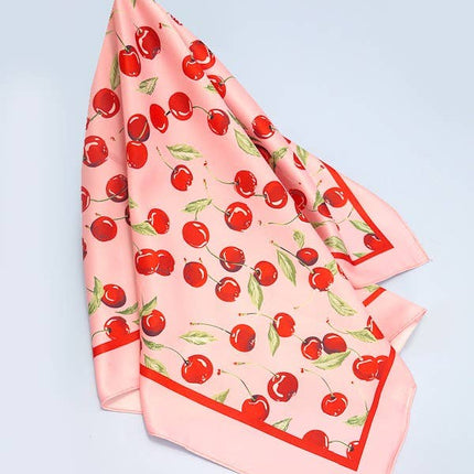 CHERRY PRINT SILKY FEEL BANDANA SCARF | 40SC626