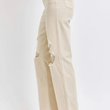 Judy Blue Full Size High Waist Distressed Wide Leg Women Jeans