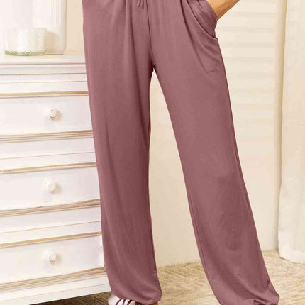 Basic Bae Full Size Soft Rayon Drawstring Women Waist Pants with Pockets