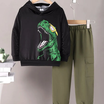 Children's Dinosaur Graphic Hoodie and Pants Set