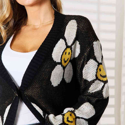 Double Take Floral Button Down Longline Women Cardigan