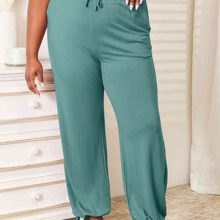 Basic Bae Full Size Soft Rayon Drawstring Women Waist Pants with Pockets