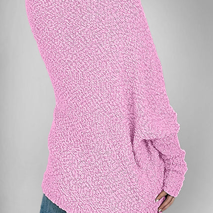 Velvet Bloom Pocketed Open Front Long Sleeve Women Cardigan