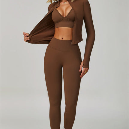 The Empower Jacket Sports Bra Leggings 3-Piece Set