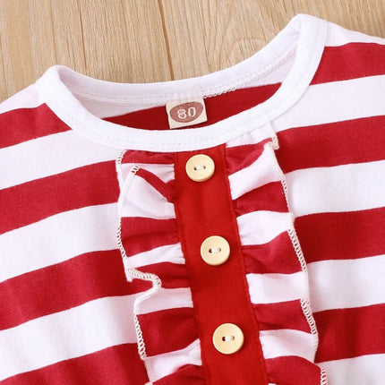 Striped & Stars Ruffled Round Neck Cap Sleeve Dress