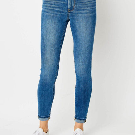 Judy Blue Full Size Cuffed Hem Low Waist Skinny Women Jeans