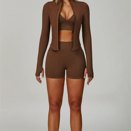 The Empower Jacket Sports Bra Shorts 3-Piece Set