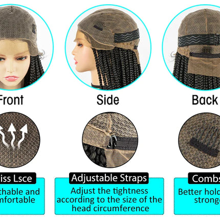 36" Knotless Box Braids Full Lace Wig | Crochet Braids | Synthetic Braiding Hair | Black Women