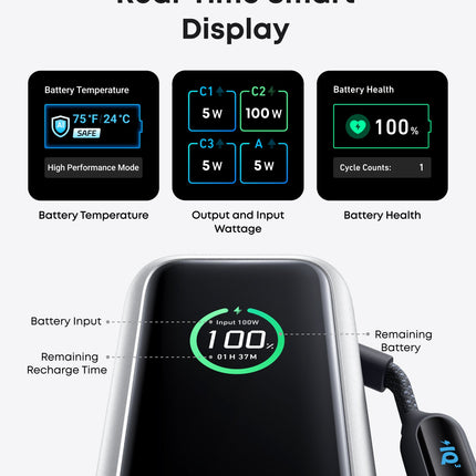 Anker Laptop Power Bank (25K, 165W, Built-In and Retractable Cables)