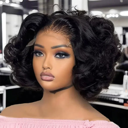 Brazilian 250% Density Short Bob Body Wave Wig | 13x4 HD Transparent Lace Front & 4x4 Lace Closure Human Hair (Pre-Plucked for Women)