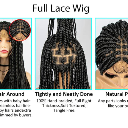 36" Knotless Box Braids Full Lace Wig | Crochet Braids | Synthetic Braiding Hair | Black Women