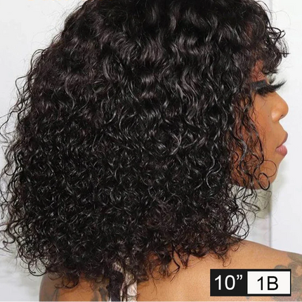 180% Density Jerry Curly Pixie Bob Wig with Bangs | Highlight 1B/P1B/30 Remy Human Hair