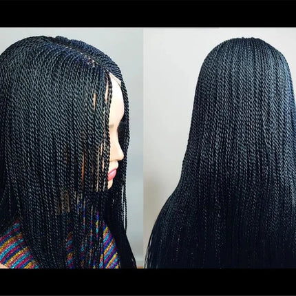 Senegalese Micro Twist Braided Wig | Bob Length | Light Passion Twist | Lace Front Wig | Black Women