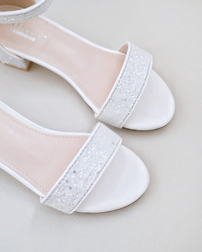 Rock Glitter Low Block Heel Girls Sandals