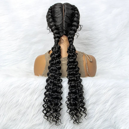 Curly Water Wave Braided Wig | Lace Front Cornrow Twist Style