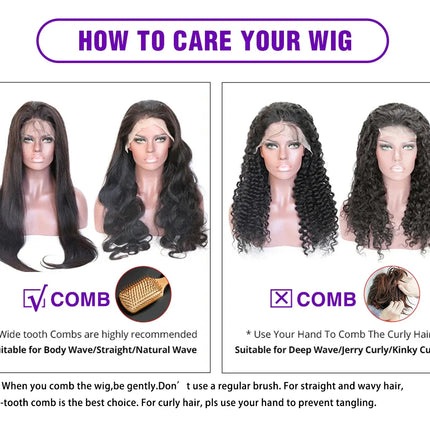 250% Density 30-34 Inch 13x6 HD Transparent Lace Frontal Wig - Deep Wave - Virgin Human Hair
