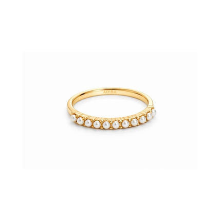 Line of Pearls 18k Gold Plated Stainless Steel Ring