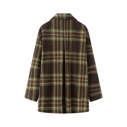 Plaid woolen coat