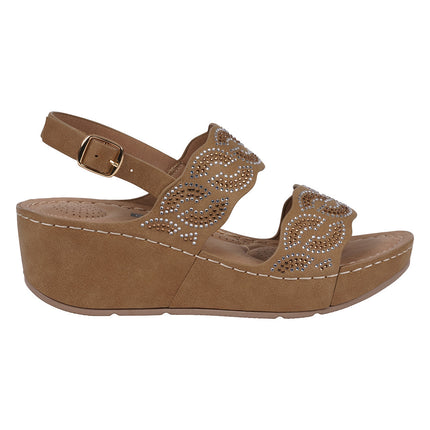 Women's Alexia Bronze Embellished Wedge Sandals