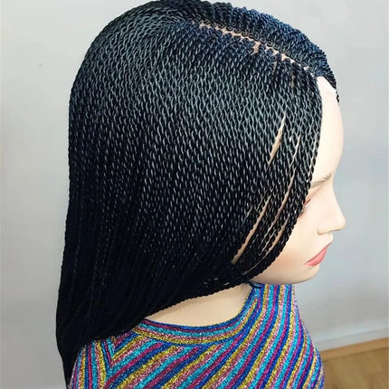 Senegalese Micro Twist Braided Wig | Bob Length | Light Passion Twist | Lace Front Wig | Black Women