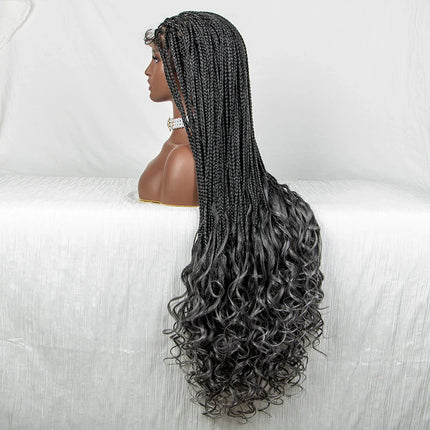 36" Water Wave Braided Wig | Lace Front | Baby Hair | Long Braids