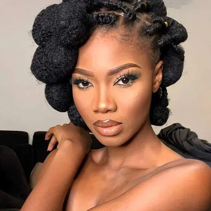 Bantu Knotless Box Braids Full Lace Wig | Short Cute Handmade Synthetic Lace Front