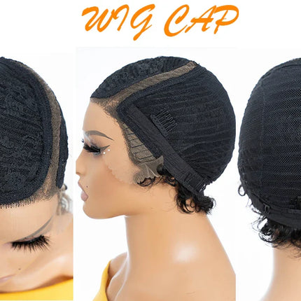 Natural Black Pixie Cut Wig | Short Curly Bob 13x1 Lace Front Human Hair (Pre-Plucked)