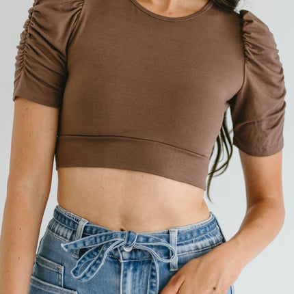 Ruched Sleeve Halftee