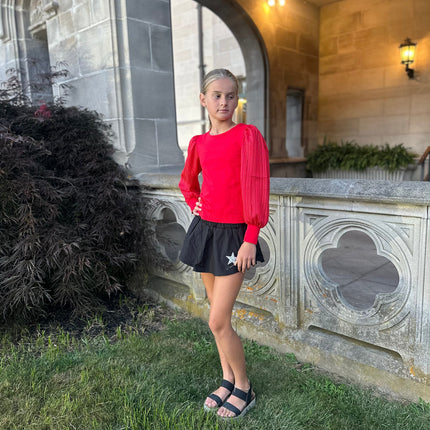 AA Fuchsia Gathered Double-layer Mini Skort