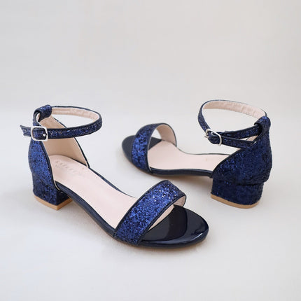 Rock Glitter Low Block Heel Girls Sandals