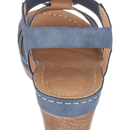 Beck Navy Wedge Sandals