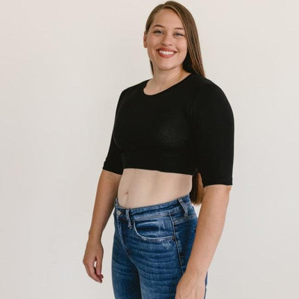 Crew Neck Elbow Sleeve Halftee