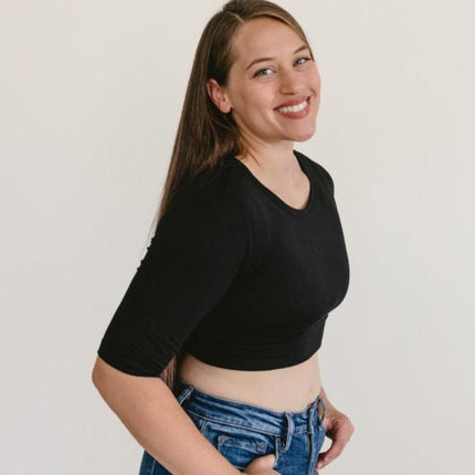 Crew Neck Elbow Sleeve Halftee