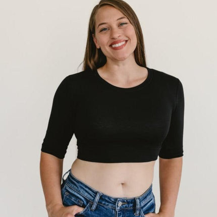 Crew Neck Elbow Sleeve Halftee