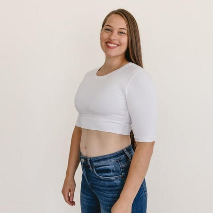 Crew Neck Elbow Sleeve Halftee